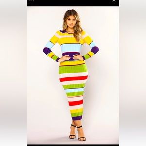 Fashion Nova stripe colorful midi sweater dress